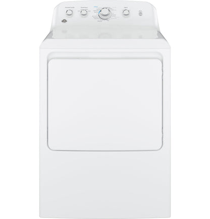GE GTD42EASJWW white electric dryer, front exterior