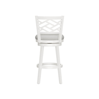 HH2home Riva Adjustable-Height Swivel Stool with Lattice Back - White & Gray