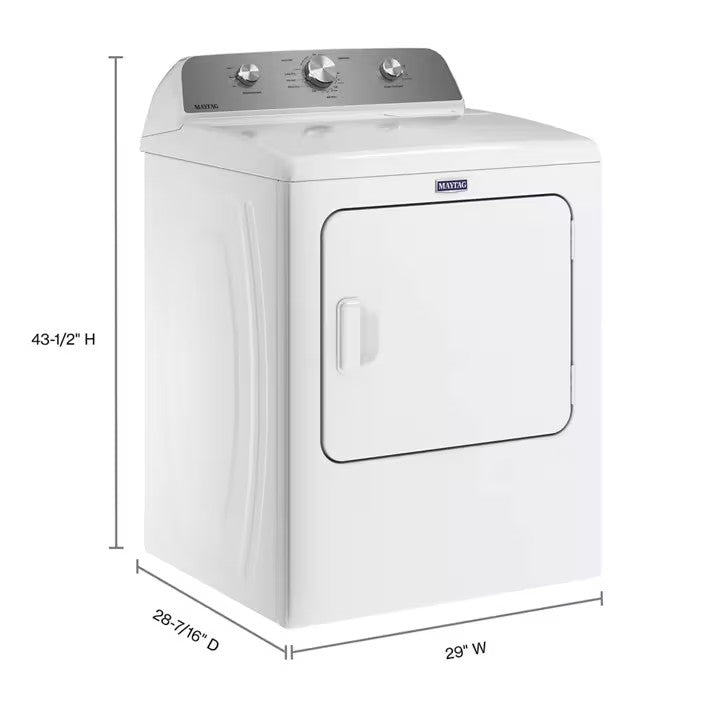 Maytag MED4500MW electric dryer manufacturer dimension illustration