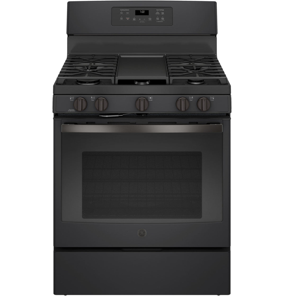 GE JGB700FEJDS gas range, Black Slate closed-front exterior