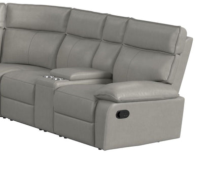 Elements Wildcat Aviarah Silver reclining loveseat with console, one component of the three-piece sectional; full set not shown