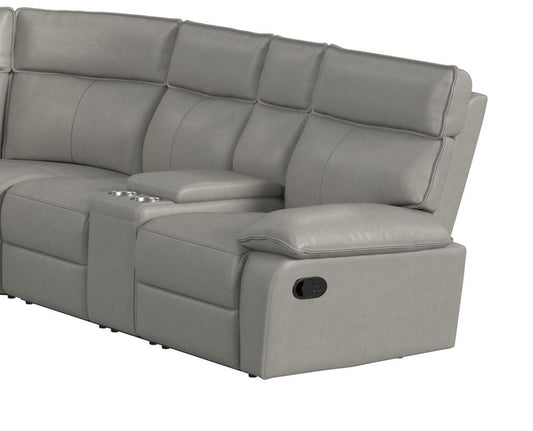 Elements Wildcat Aviarah Silver reclining loveseat with console, one component of the three-piece sectional; full set not shown
