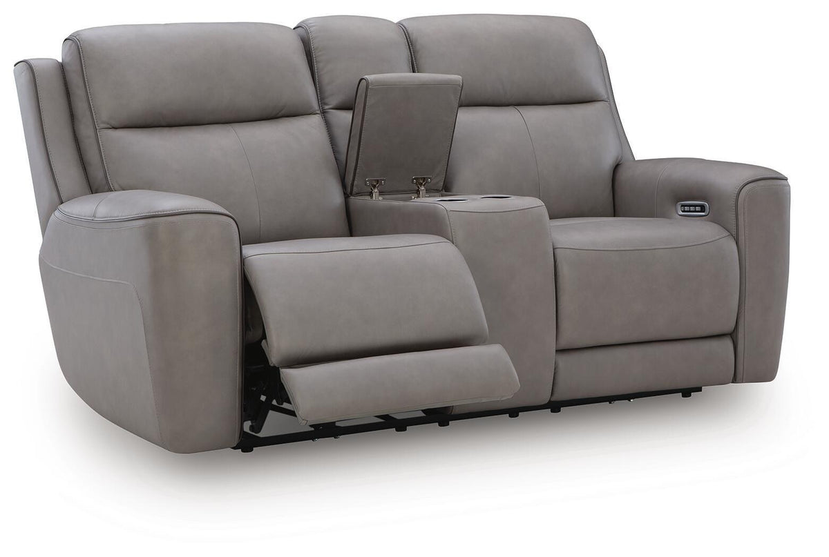 Lifestyle Furniture Barley Gray Fabric Reclining Console Loveseat