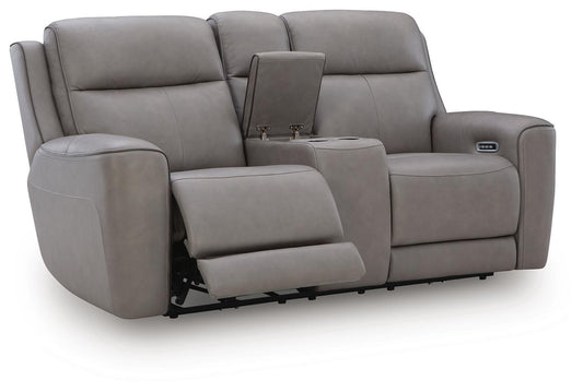 Lifestyle Furniture Barley Gray Fabric Reclining Console Loveseat