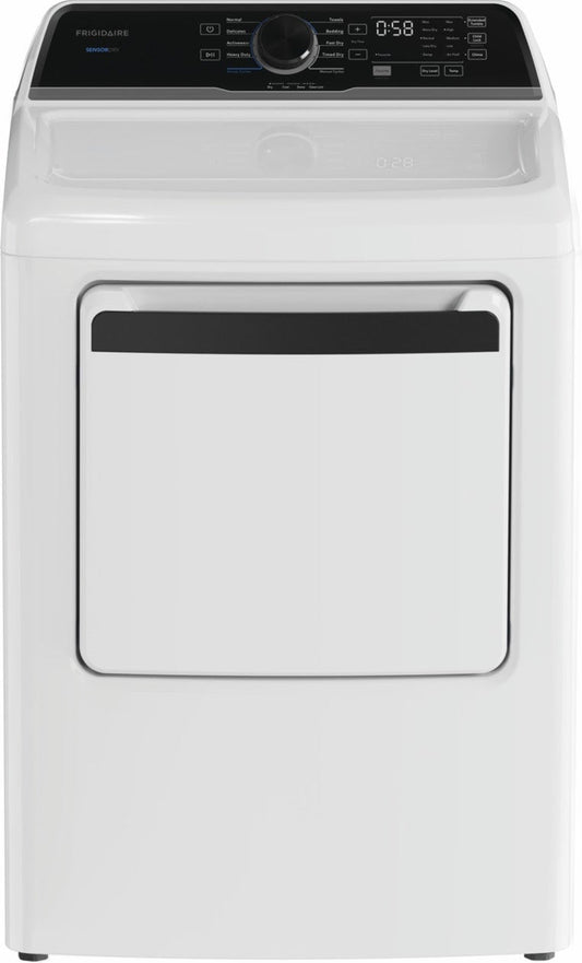 Frigidaire FLVE7523BW white electric dryer, front view