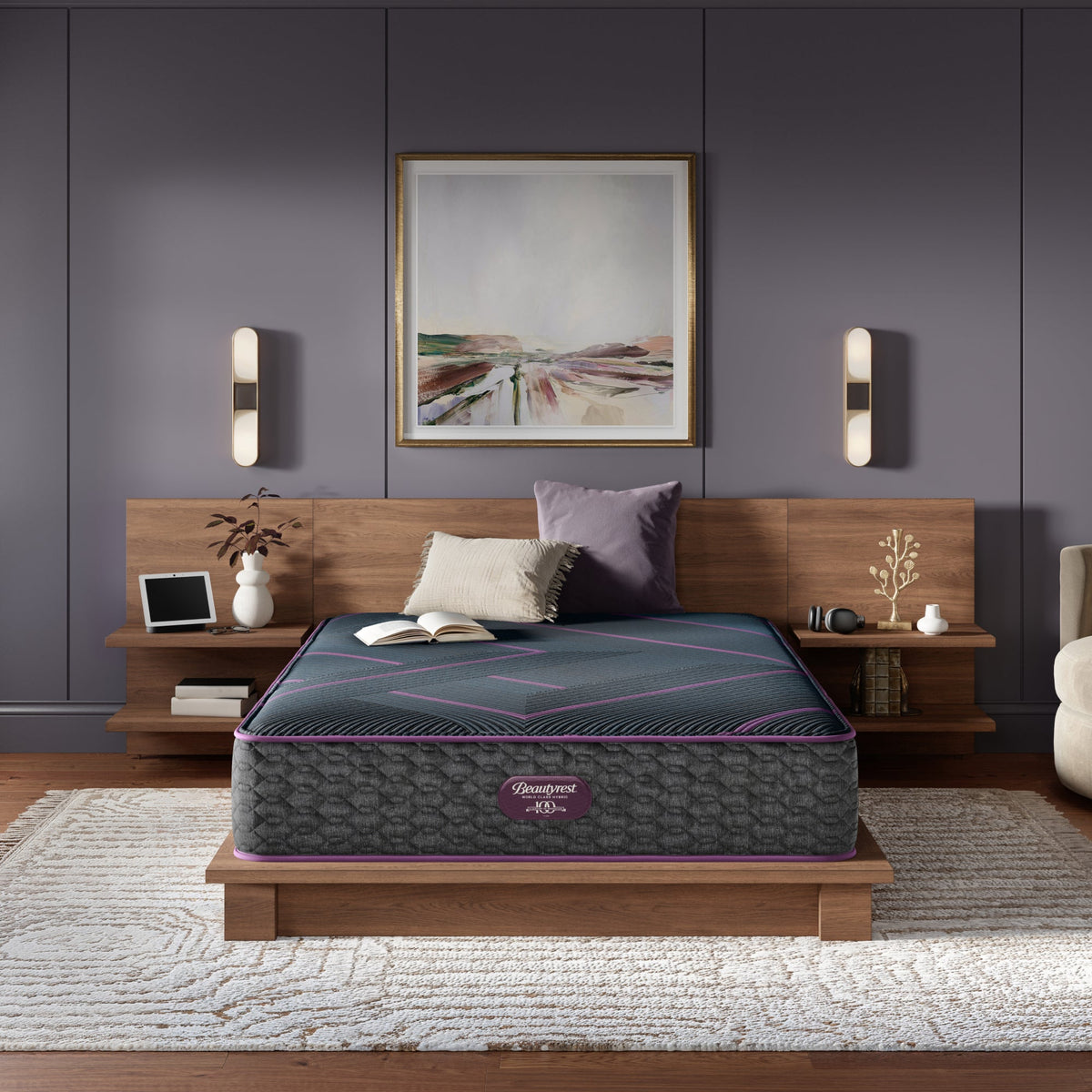 Beautyrest World Class Hybrid Level 3 Medium mattress in a bedroom; bed frame, bedding and accessories sold separately