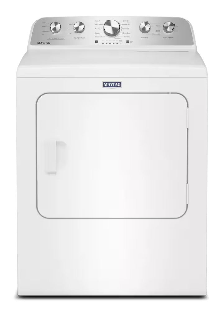 Maytag MED5605RW white Pet Pro electric dryer, front view