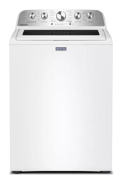 Maytag MTW5605RW white Pet Pro top-load washer, front view