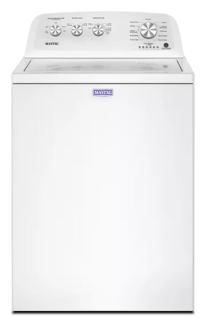 Maytag MVW4005SW white top-load washer with dual-action agitator, front view