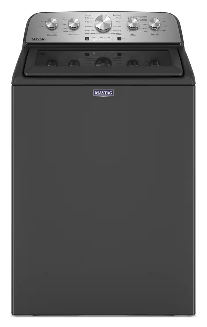 Maytag MVW5430PBK Volcano Black top-load impeller washer, front view