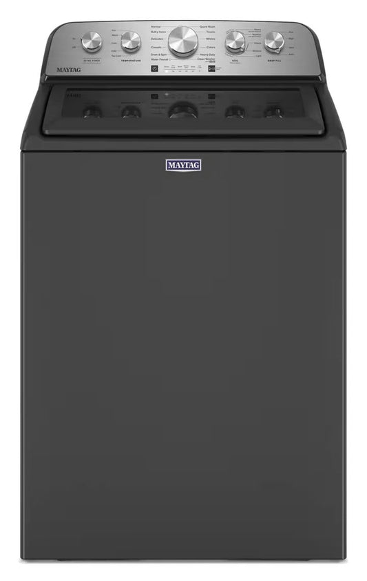 Maytag MVW5430PBK Volcano Black top-load impeller washer, front view