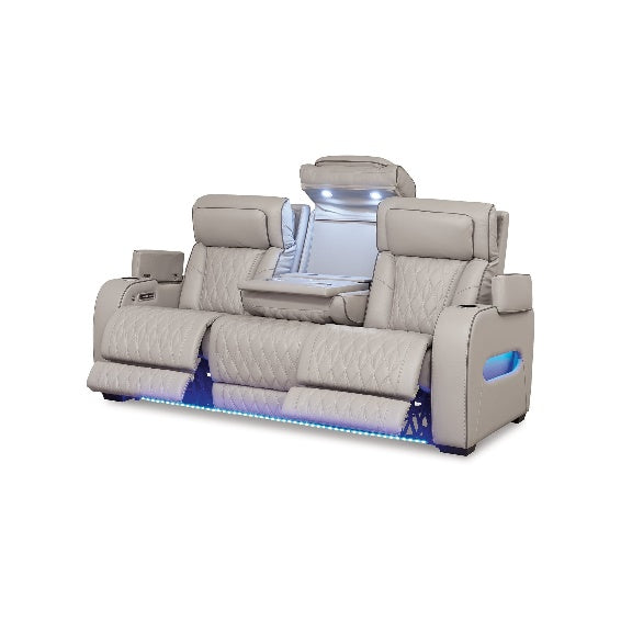 Boyington power reclining sofa - drop-down console open