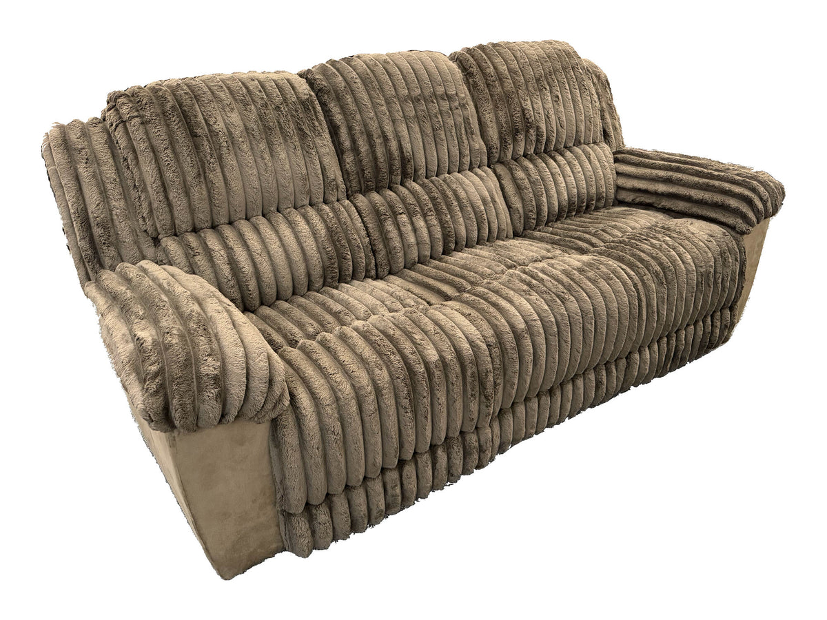 Lifestyle Furniture U821661 Chocolate Cord Reclining Sofa — actual tagged floor photograph isolated on white; one item only
