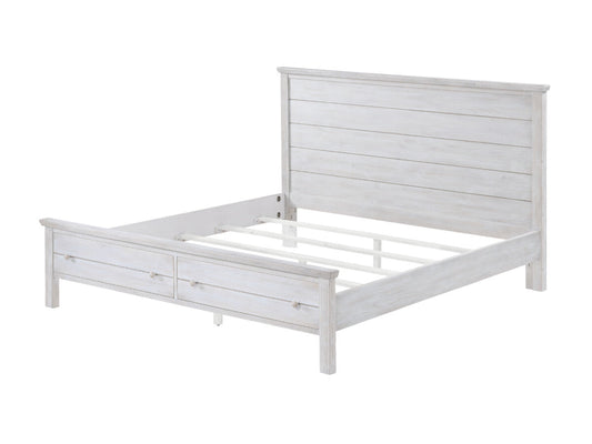Lineage Geneva distressed-white storage-bed design, manufacturer representative image; this listing is Queen