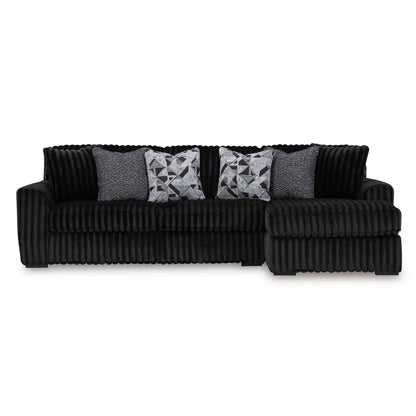 Ashley Midnight-Madness 2-Piece Sectional with Right Chaise - Onyx (white background)