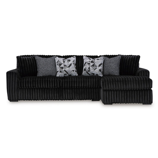 Ashley Midnight-Madness 2-Piece Sectional with Right Chaise - Onyx (white background)