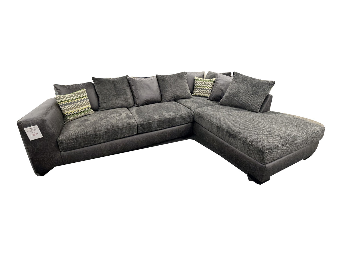 Woodhaven Wesley Smoke 2-Piece Sectional on a white background
